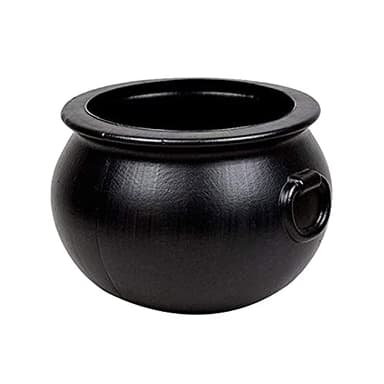 PMU 12 Inch Halloween Cauldron Pot Kettle, Pot of Gold Black Plastic Witch Cauldron bowl, Indoor & Outdoor Decorations