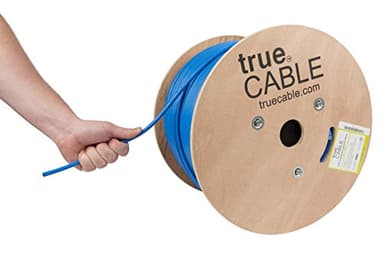 TRUE CABLE Cat6A Shielded Riser (CMR) Bulk Ethernet Cable, 1000ft, Blue, 23AWG Solid Bare Copper, 750MHz, F/UTP, PoE++ 100W, ETL Listed