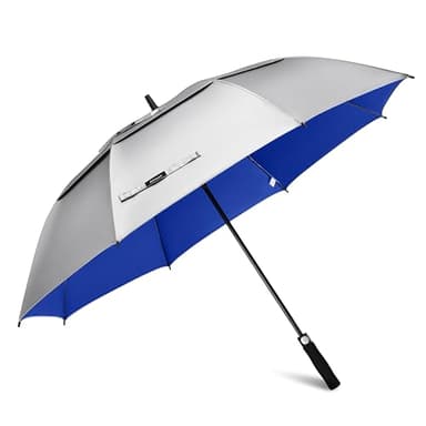 Gonex 72 Inch Silver Extra Large Golf Umbrella, UV protection Automatic Open Travel Rain Umbrella with Windproof Water Resistant Double Canopy, Oversize Vented Umbrellas for 3-4 Men, Blue