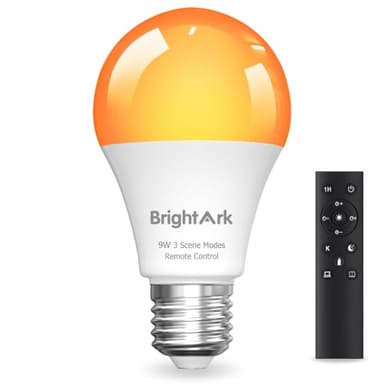 Circadian Rhythm Full Spectrum Light Bulb with Remote Control, 9W LED Bulb 60W Equivalent, 1400K+2100K+2700K Dimmable Sleep Light Bulb, Flicker-Free, No Blue Light for Sleep, Relaxation, Focus -1Pack