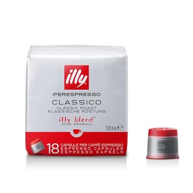 illy Coffee iperEspresso Capsules - Single-Serve Coffee Capsules & Pods - Single Origin Coffee Pods – Classico Medium Roast with Notes of Caramel - For iperEspresso Capsule Machines – 18 Count