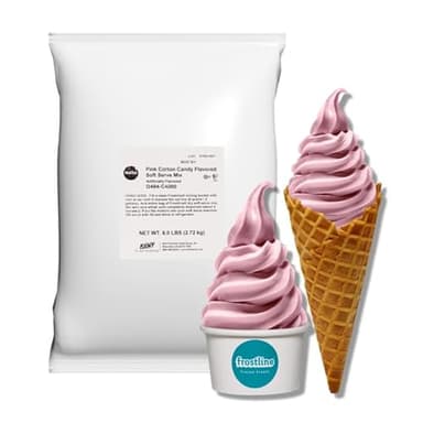 Frostline Pink Cotton Candy Soft Serve Ice Cream Mix, Lactose & Gluten Free- Just Add Water, Dairy or Dairy Free Alternative, Use with Blender, Countertop Ice Cream Maker, Soft Serve Machine- 6 lb Bag