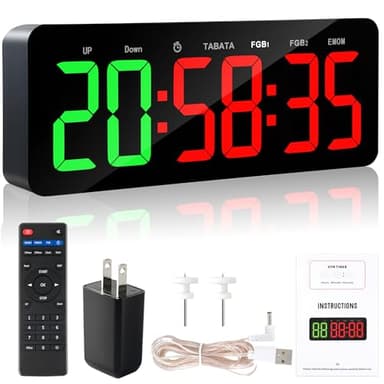 Faweskiy Upgraded Gym Timer Clock for Tabata/FBG/EMOM - Large Workout Clock for Home Gym with Remote Control, Count Down & Up | Stopwatch, Fitness Digital Timer for Home/Yoga/Boxing/Garage