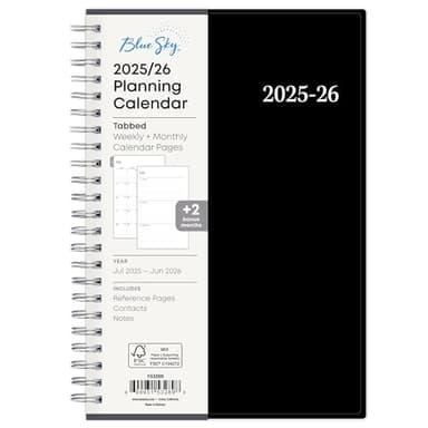 Blue Sky 2025-2026 Weekly and Monthly Academic Year Planner Calendar, July 2025 - June 2026, 5" x 8", Flexible Cover, Wirebound, Laminated Tabs, Enterprise (Enterprise 2025-2026, 5" x 8")