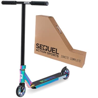 Sequel Ignite Stunt Scooter, Pro Complete Trick Scooter for Kids 8+, Beginner Skatepark BMX Scooter (Neo)