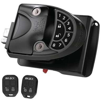 RVLOCK V4 Premium Metal RV Door Lock with Keypad and Remote, Secure and Convenient Keyless Camper Door Lock Replacement, Durable Replacement for Trailers, Patented Security Technology