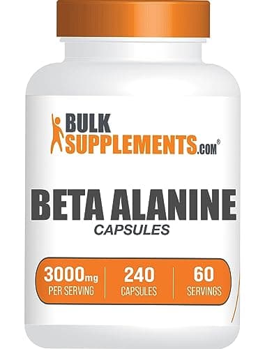 BulkSupplements.com Beta Alanine Capsules - Beta Alanine Supplement, Pre-Workout Supplement - Gluten Free, 4 Capsules per Serving, (3000mg), 240 Count (Pack of 1)