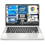 HP Chromebook 14a-na1093cl 14 Inch Full HD Laptop IPS Intel Celeron N4500 8GB LPDDR4x RAM 128GB eMMC UHD Graphics Wi-Fi Bluetooth 720p Camera Backlit Keyboard Chrome OS, Mineral Silver (Renewed)