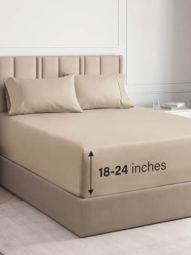 Extra Deep Queen Sheet Set - 6 Piece Breathable and Cooling Sheets - Hotel Luxury Bedding for Women, Men, Kids & Teens - Easy & Secure Fit - Soft, Wrinkle Free and Comfy - Extra Deep Pockets - Cream