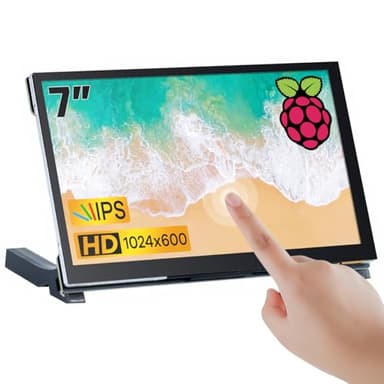 Hosyond 7 Inches Touchscreen IPS LCD Display Panel 1024×600 HDMI Capacitive Touch Screen for Raspberry Pi5/Pi4/Pi3/ZERO 2W, BB Black, Windows