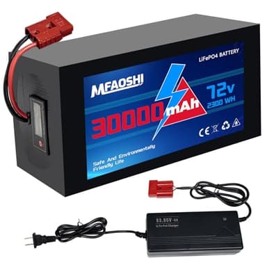 MFAOSHI 72V LiFePO4 Battery Pack for E-Bike, Scooter & Motorcycle – 50A BMS, Anderson Connector, Compatible with 250W-3500W Motors for Extended Range