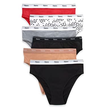 Hanes Originals Women's Underwear Hi-Leg Pack, Stretch-Cotton Hi-Leg Panties, Basic Assorted Colors, 6-Pack