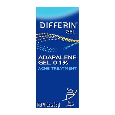 Differin Acne Treatment Gel, 30 Day Supply, Retinoid Treatment for Face with 0.1% Adapalene, Gentle Skin Care for Acne Prone Sensitive Skin, 15g Pump (Packaging May Vary)