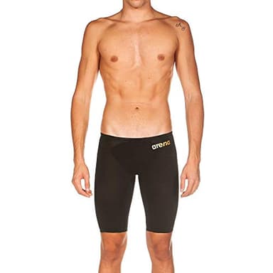 ARENA Powerskin Carbon Air2 Men's Racing Jammer Athletic Tech Suit Competitive Racing Swimsuit Endurance Swimwear, Black/Black/Gold, US Size 28