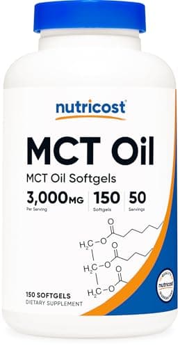 Nutricost MCT Oil Softgels 1000mg, 150 SFG (3,000mg Serv) - Great for Keto, Ketosis, and Ketogenic Diets