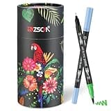ZSCM 48 Colors Markers for Adult Coloring Books No Bleeding - Duo Tip Art Pens, Fine & Brush Coloring Marker for Adult Calligraphy, Illustration, Cards Drawing, Note taking Lettering, Journaling