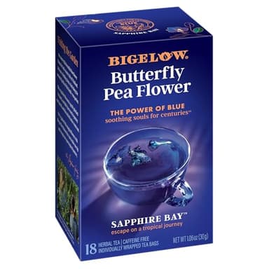 Bigelow Tea Sapphire Bay Butterfly Pea Flower, Blue Tea, Caffeine Free (Pack of 6), 108 Total Tea Bags