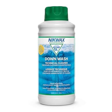 Nikwax Down Wash, 1L, Detergent for down jackets and sleeping bags, outdoor apparel, clean, care, protect