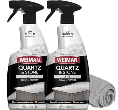 Weiman Quartz Countertop Cleaner and Polish - Clean and Shine Your Countertops Islands and Stone Surfaces with UV Protection, 24 Ounce with MicroFiber Towel, 2 Pack