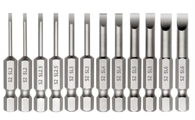 Saipe 12 Pieces Magnetic Slotted Screwdriver Bit Set, 1/4 Inch Hex Shank Flat Head Drill Bits Insert Bits 2 Inch Length, SL2/2.5/3/4/5/6 Impact Driver Bit for Power Drilling, Set of 2