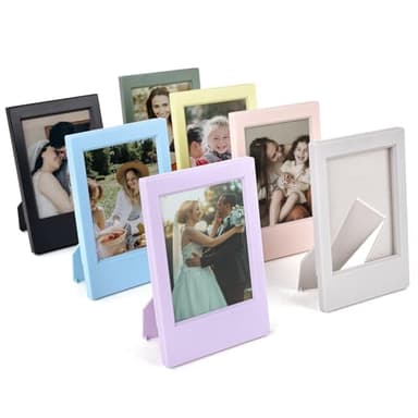 HIYQIN 2x3 Mini Photo Frame for Instax Mini EVO/12/11/Liplay/SE/Link 3/41/40/99/90/7+ Camera Film, Small Tabletop Picture Frame with Clear Protective Film, 7 Packs 3-in Films Frame - Multicolour