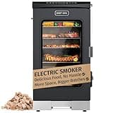 EAST OAK 30" Electric Smoker, Outdoor Smoker with Glass Door and Meat Thermometer, 725 Sq Inches of Cooking with Remote, 4 Detachable Racks Smoker Grill for Party, Home BBQ, Night Blue