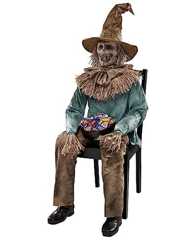 Spirit Halloween 4.5 Ft Scary Sitting Scarecrow Animatronic | Decorations | Animated | Pop-up Motion | Scarecrow Prop