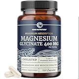 Magnesium Glycinate 400mg | High Absorption Formula for Sleep, Calm, Muscle Relaxation, Heart, Bone & Nerve Support for Women & Men | Chelated Magnesium Glycinate Supplement | 120 Ct (2 Month Supply)