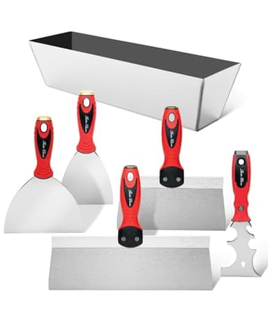 Bates- Drywall Knife Set, 6pcs, Drywall Tools Finishing, Drywall Mud Pan, Spackle Tool, Drywall Finishing Tools, Father's Day Gift