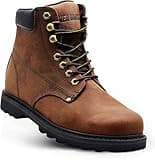 EVER BOOTS Tank Men's Soft Toe Oil Full Grain Leather Work Boots Construction Rubber Sole (10.5 D(M), Darkbrown)
