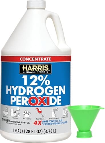 HARRIS 12% Concentrated Hydrogen Peroxide, 128oz, for Kitchen, Bath, Laundry, Home and Garden with Easy Fill Funnel