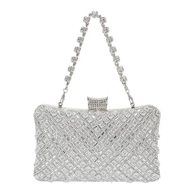 COAIMANEY Women Sparkly Rhinestone Clutch with Chains, Glitter Evening Handbag Purse Shoulder Bag for Wedding Party Prom