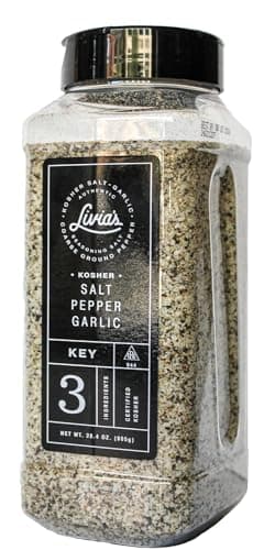 Livia’s Salt Pepper Garlic Seasoning | Award-Winning SPG Seasoning with Kosher Salt, Coarse Black Pepper & Garlic for Steak, Chicken, Burgers & Veggies | All Purpose BBQ Rub for Grilling | 28.4 oz