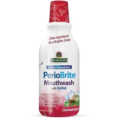 Nature's Answer PerioBrite Alcohol-Free Mouthwash, Cinnamon, 16-Fluid Ounce | Whitens Teeth | Freshens Breath | Removes Plaque | Minimizes Dry Mouth (Pack of 1)