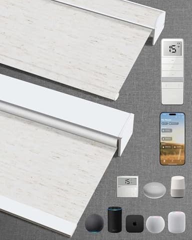 Kincmo Motorized Blinds with Remote,100% Blackout Motorized Roller Shades Work with Apple Homekit,Alexa,Google, Custom Electric Blinds with App,Voice Control (Linen White)