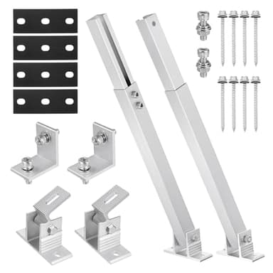 M METERXITY 1 Sets Adjustable Solar Panel Tilts Mount Brackets Aluminum Alloy Mounting Brackets Kit Support 50W 70W 100W 150W 200W 300W 400W Solar Panel for Roof/RV/Boat/Wall/Off-Grid/Camping