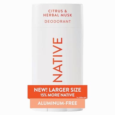 Native Aluminum Free Deodorant, Citrus & Herbal Musk, Large Size Stick, 72 Hour Odor Control, for Women & Men, Contains Naturally Derived Ingredients, 3.1 oz