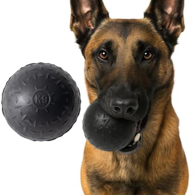 Monster K9 Indestructible Dog Ball – Lifetime Replacement - Durable Toy for Aggressive Chewers - Safe Non-Toxic Natural Rubber - Fetch Chew Toy - Heavy Duty - USA Made - 2.8” Solid (Tennis Ball Size)