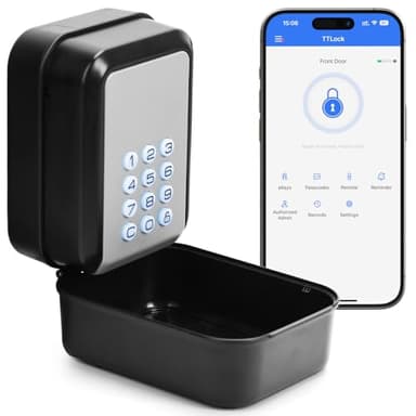 Thlevel Smart Key Lock Box Electronic Bluetooth Lock Box with APP Control & PIN Code Types,Share eKey Wall Mounted Lock Box for Airbnb Realtor House Office
