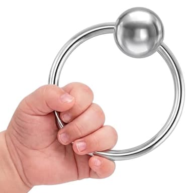 Krysaliis Baby Teether Rattle Ring for Boy and Girl, 925 Sterling Silver, Newborn Gifts for Babies 0-12 Months, Non-Tarnishing, Beautiful Box Packaging, Custom Engraving Available