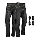 Motorcycle Kevlar Jeans ProtectiveMotorcycle Denim Jeans Pants Reinforced Hip and Knee Safety with CE Removable Armor, (US, Waist Inseam, 32, 32, Regular, Regular, Black)