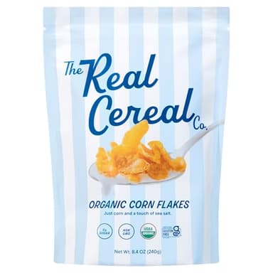 The Real Cereal Company, Organic Corn Flakes Cereal, 8.4 oz, Zero Sugar, Gluten Free, Non-GMO
