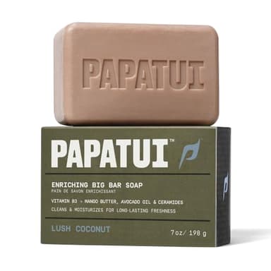 PAPATUI by Dwayne Johnson Enriching Bar Soap for Men | Hydrating Daily cleanerser | Moisturizes with Mango Butter and Avocado Oil | Lush Coconut | 7oz