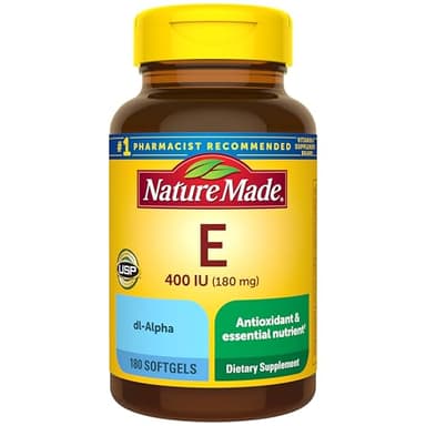 Nature Made Vitamin E 180 mg (400 IU) dl-Alpha, Dietary Supplement for Antioxidant and Skin Support, 180 Softgels, 180 Day Supply