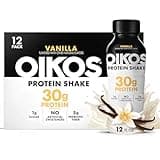 Oikos Protein Shake, Vanilla, 30g Protein, Shelf Stable Protein Drink with 5g Prebiotic Fiber, 12 fl oz Bottle, 12 Count​