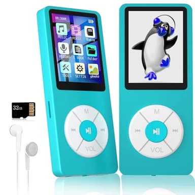 MP3 Player with 32GB TF Card,Built-in HD Speaker,Portable HiFi Music Player with Video/Voice Recorder/FM Radio/Photo Viewer/E-Book Player for Kids (Sky Blue)