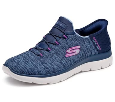 Skechers Women's Summits Hands-Free Slip-Ins – Memory Foam Insole, Heel Pillow, Vegan Materials Sneaker, Navy Purple, 8 Wide
