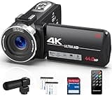 DINGETU 4K Video Camera Camcorder Ultra 44MP Vlogging Camera for YouTube 18X Digital Zoom Camcorder 3.0" IPS Screen IR Night Vision with External Mic, Controller, 2 Batteries and 32G SD Card