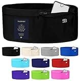 StashBandz Running Belt for Women Men, Money Belt with 4 Large and Wide Security Pockets (1 Zippered), Runners Fanny Pack, Running Phone Holder for Workout, Hiking and Travel