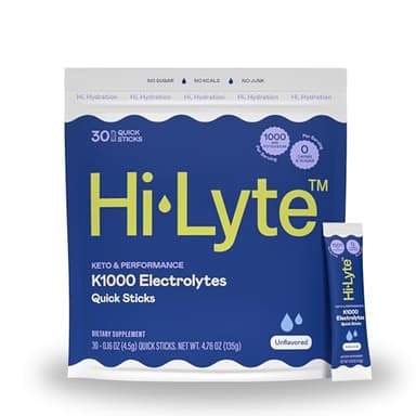 Hi-Lyte K1000 Hydration Packets Unflavored Keto & Performance, 30 Servings